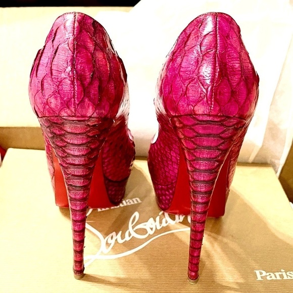 Christian Louboutin Lady Peep Python skin peep pumps EU39 rare 100% authentic - Picture 4 of 12